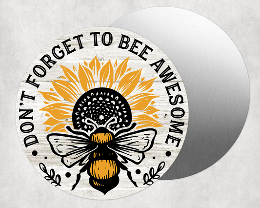 Bee Awesome Round Aluminum Sign 8"
