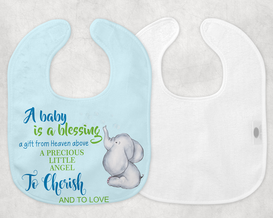 A Baby Is A Blessing Soft Blue Baby Bib