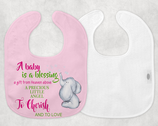 A Baby Is A Blessing Soft Pink Baby Bib
